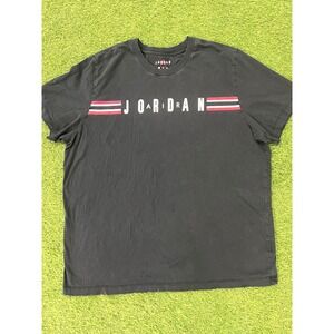 Jordan Mens Graphic T-Shirt Black Red White Stripe Crew Neck XXL CK1498-010